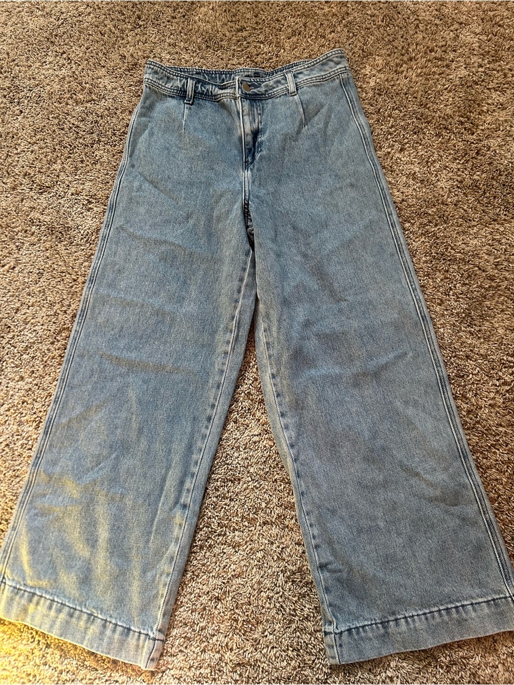 Wide Leg Women's Jeans - Light Blue Flare
